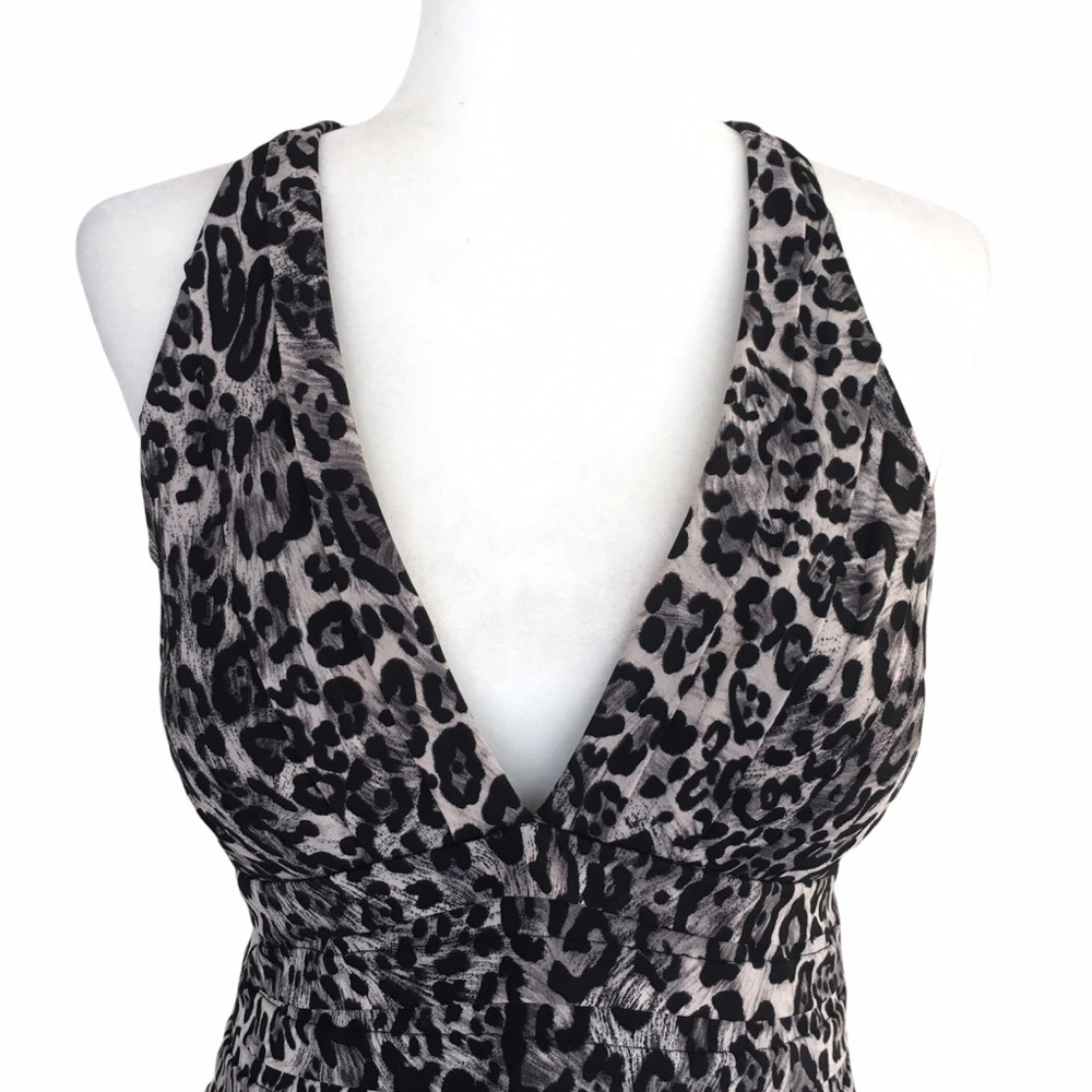 Cache Leopard Print Rouched Textured Halter Dress - image 5